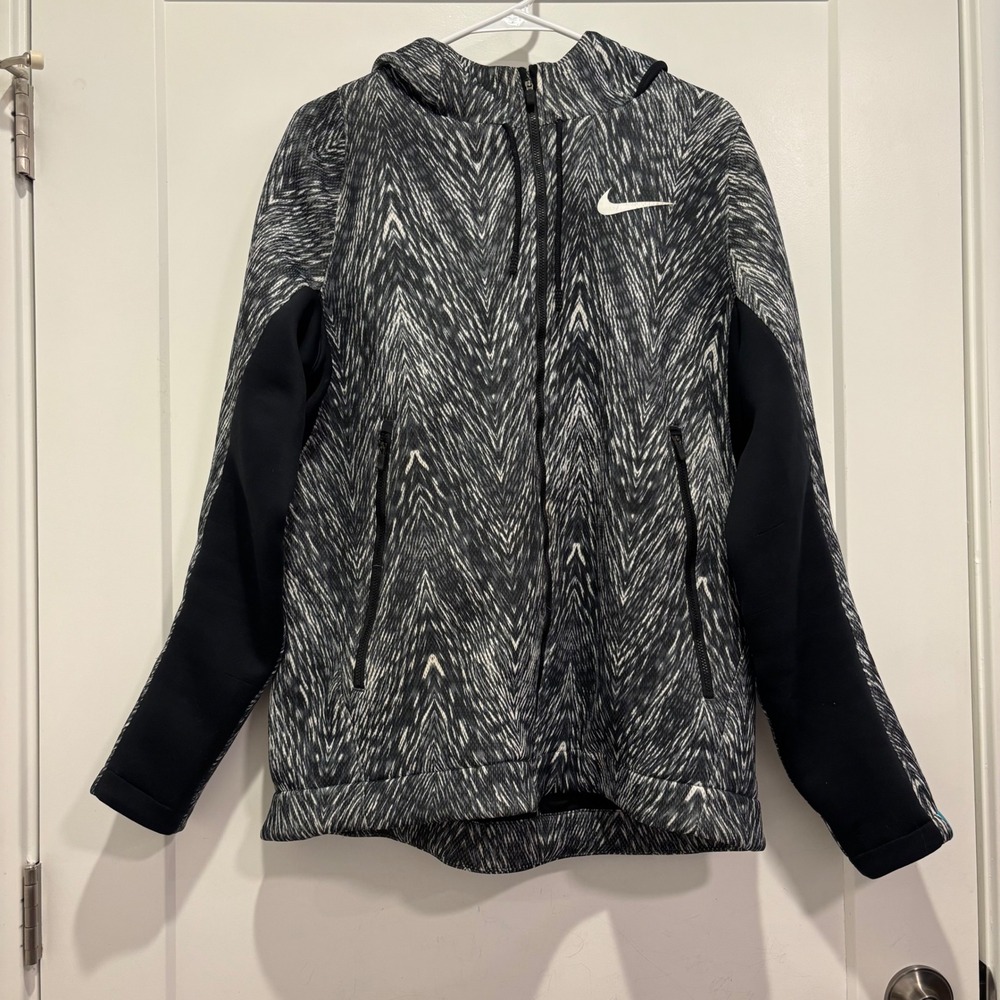 Nike Hypermesh N7 Full Zip Hoodie Black White Chevron Jacket Mens Large